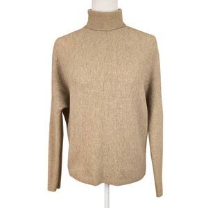Habitual Women's Turtleneck Sweater Size XS Tan Merino Wool Long Dolman Sleeves